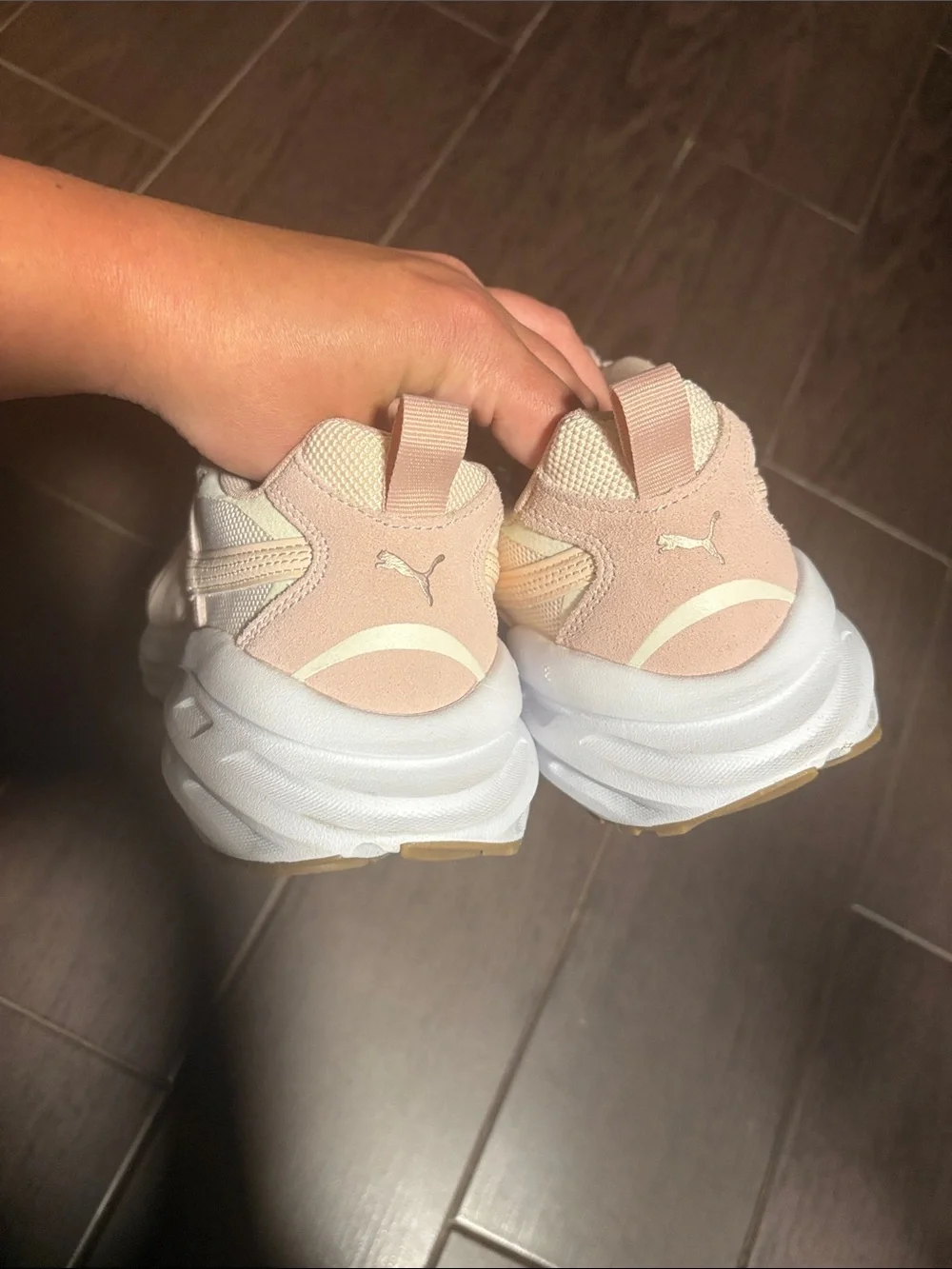 Puma Women's Pale Pink Mesh and Suede Sneakers